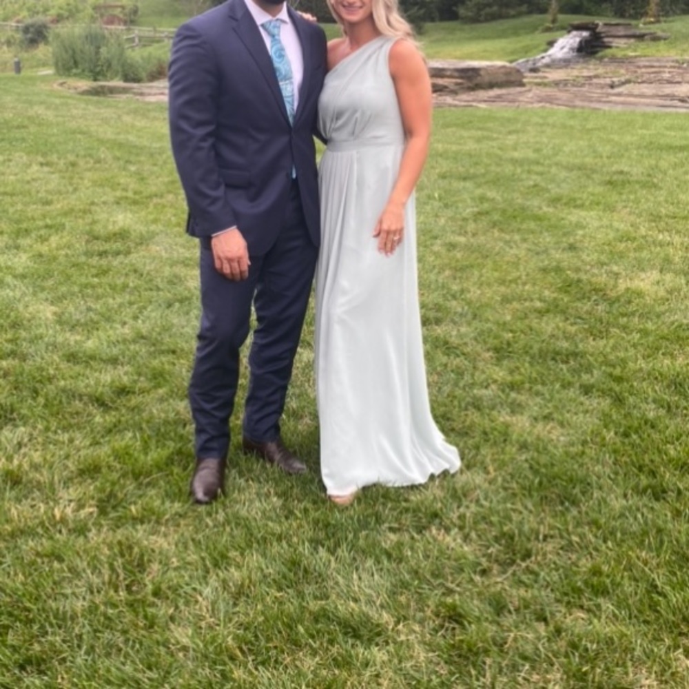 David’s Bridal One-Shoulder Crinkle Chiffon Dress